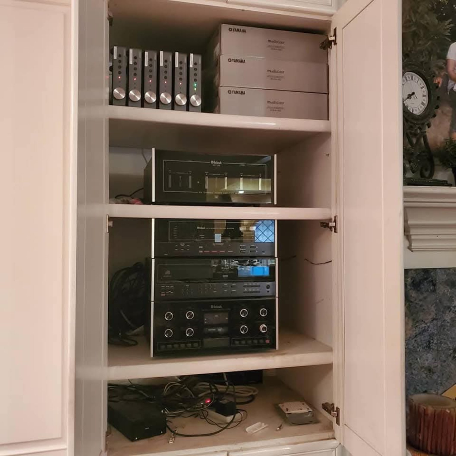 AV equipment installed in a cabinet