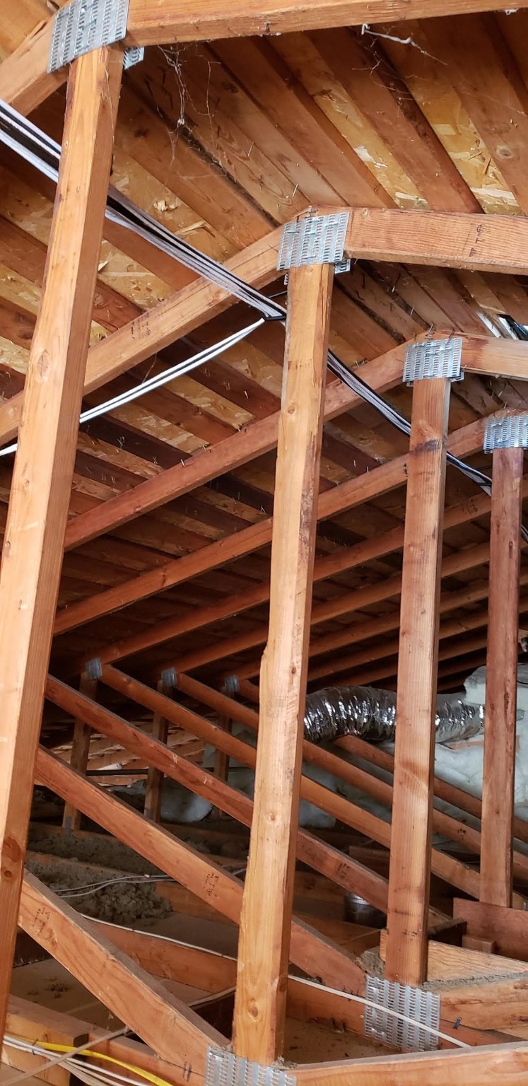 Prewire cabling routed through attic framing